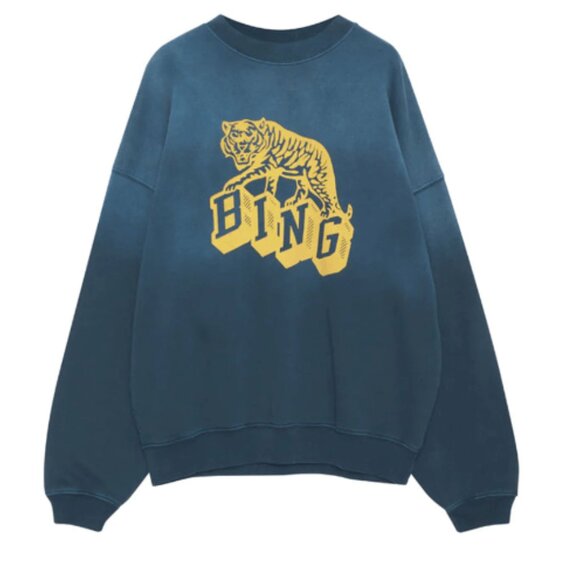Anine Bing Sweaters - Anine Bing Harvey Retro Tiger Crew Faded Navy